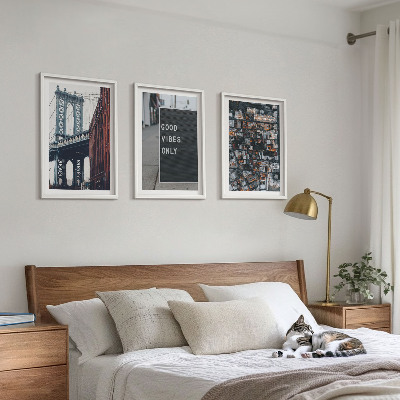 Wall art set Bridge city inscriptions bird view