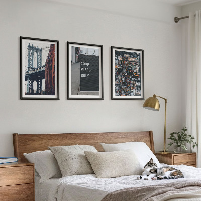 Wall art set Bridge city inscriptions bird view