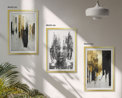 Three-piece wall art piece Contrasting abstract portraits