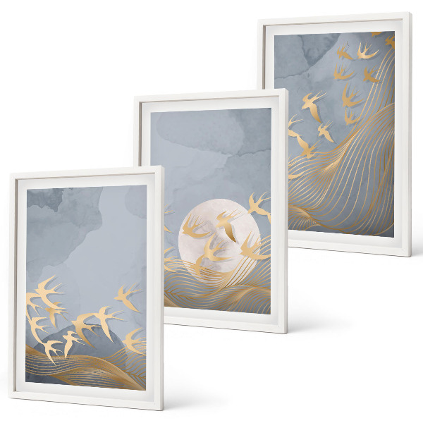Wall art set Birds flying in the sky