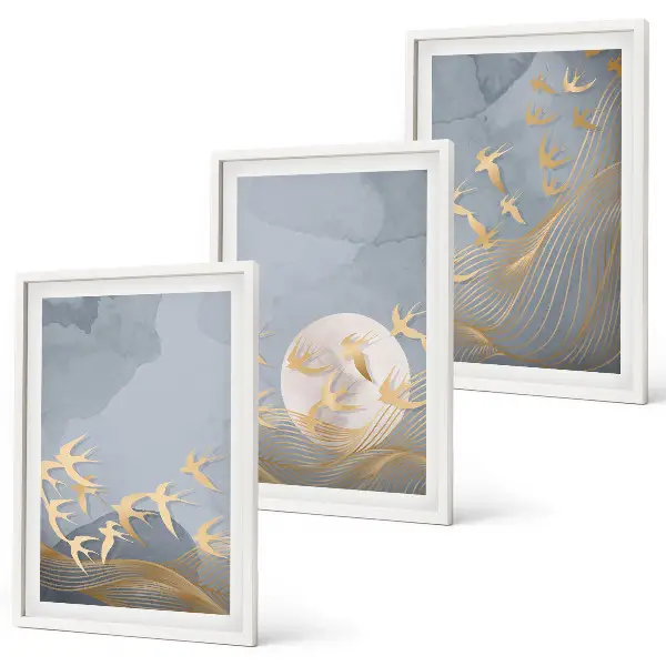 Birds flying in the sky wall art set