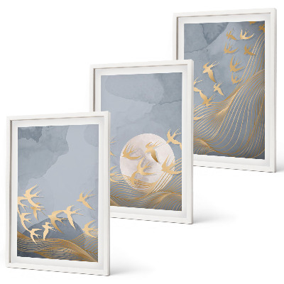 Wall art set Birds flying in the sky
