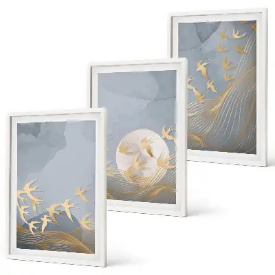 Birds flying in the sky wall art set