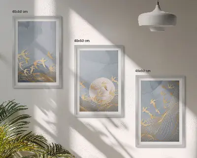 Birds flying in the sky wall art set