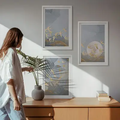 Birds flying in the sky wall art set