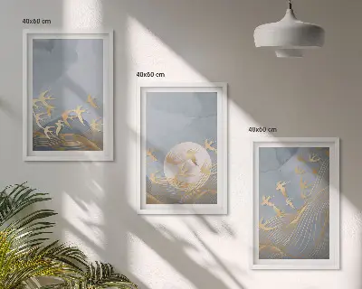 Birds flying in the sky wall art set