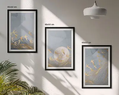 Birds flying in the sky wall art set