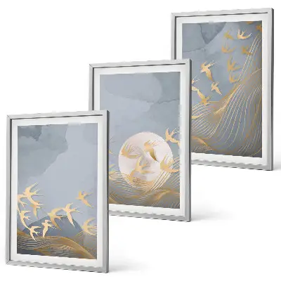 Birds flying in the sky wall art set