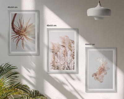 Wall art set Grass flowers light background set