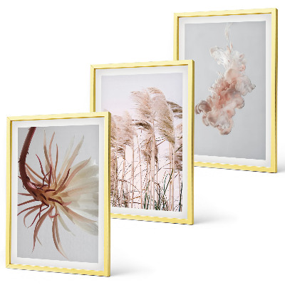 Wall art set Grass flowers light background set