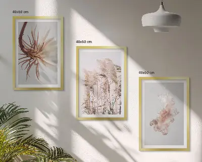 Wall art set grass flowers on a light background
