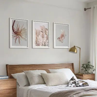 Wall art set grass flowers on a light background