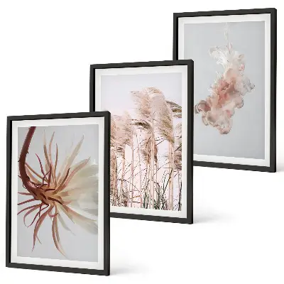 Wall art set grass flowers on a light background