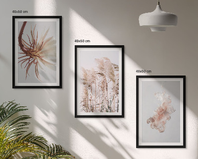 Wall art set Grass flowers light background set