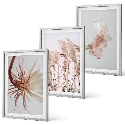 Wall art set Grass flowers light background set