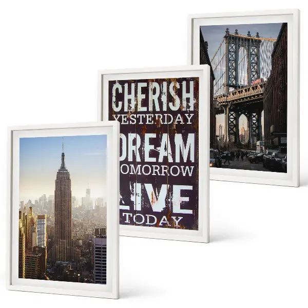New York landscape wall art three-piece quote set