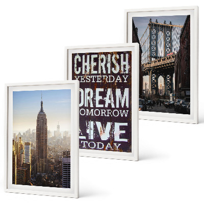 Three-piece wall art piece New York landscapes quote