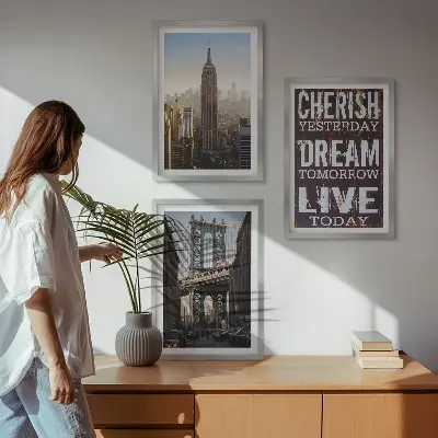 New York landscape wall art three-piece quote set