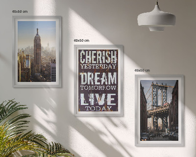 Three-piece wall art piece New York landscapes quote