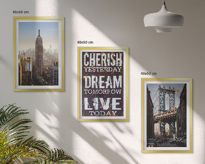 Three-piece wall art piece New York landscapes quote