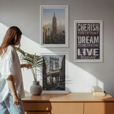 New York landscape wall art three-piece quote set
