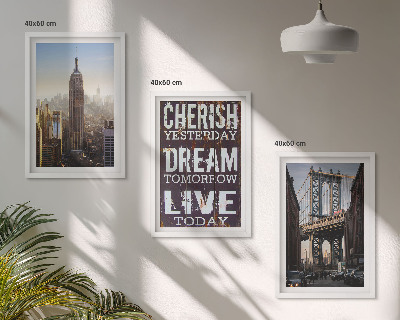 Three-piece wall art piece New York landscapes quote