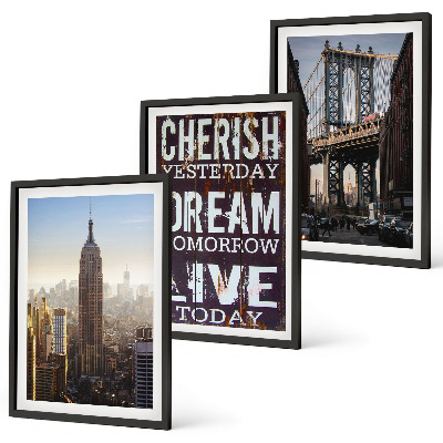 Three-piece wall art piece New York landscapes quote