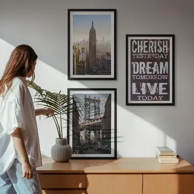 New York landscape wall art three-piece quote set