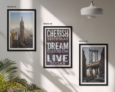Three-piece wall art piece New York landscapes quote