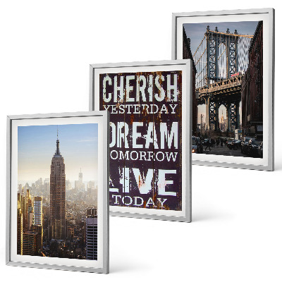 Three-piece wall art piece New York landscapes quote