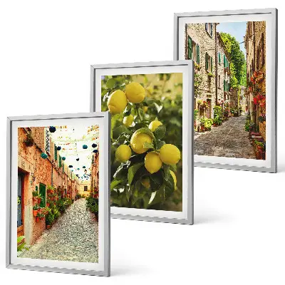 Streets with lemon flowers wall art set of 3 framed pieces