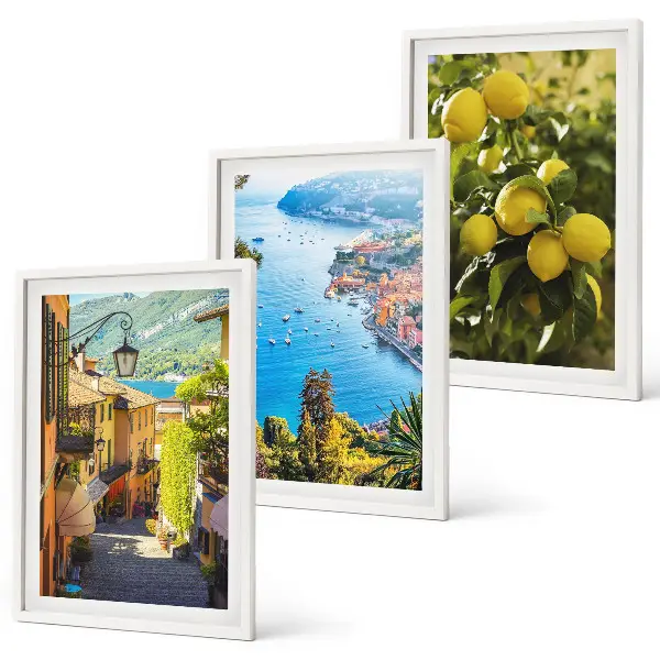 Wall art set seaside streets and sea of lemons print
