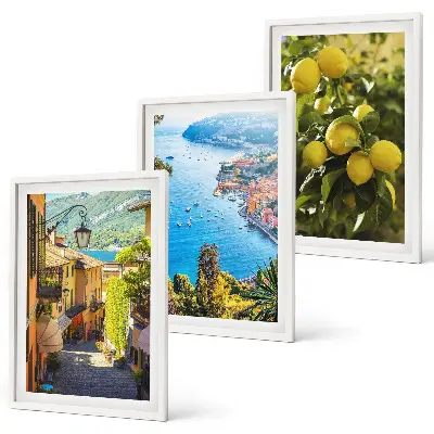 Wall art set seaside streets and sea of lemons print