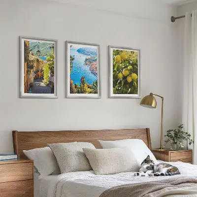 Wall art set seaside streets and sea of lemons print