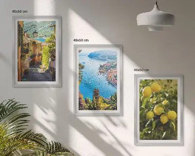 Wall art set seaside streets and sea of lemons print