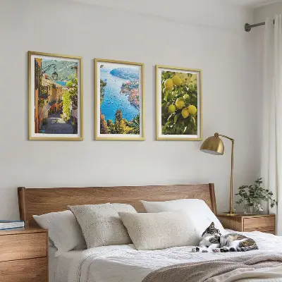 Wall art set seaside streets and sea of lemons print