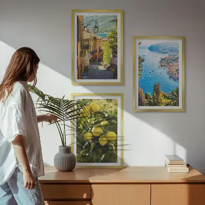 Wall art set seaside streets and sea of lemons print