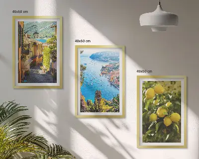 Wall art set seaside streets and sea of lemons print