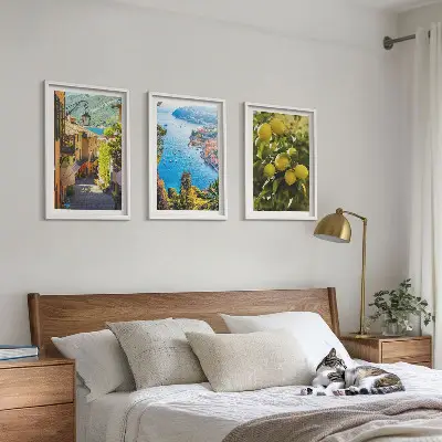 Wall art set seaside streets and sea of lemons print