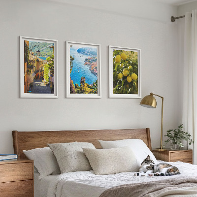 Wall art set Seaside streets, sea of ​​lemons