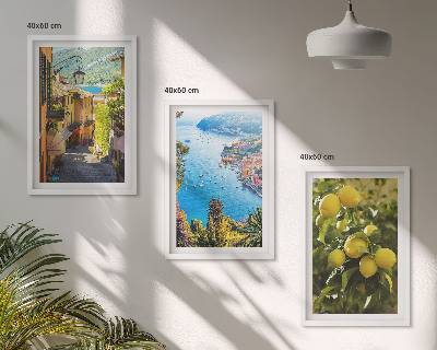 Wall art set Seaside streets, sea of ​​lemons