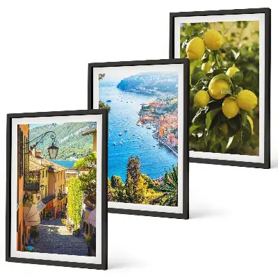 Wall art set seaside streets and sea of lemons print