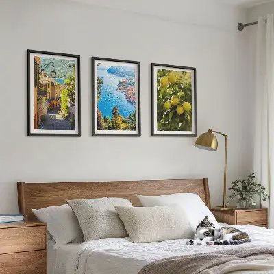 Wall art set seaside streets and sea of lemons print