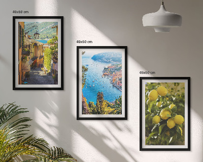Wall art set Seaside streets, sea of ​​lemons