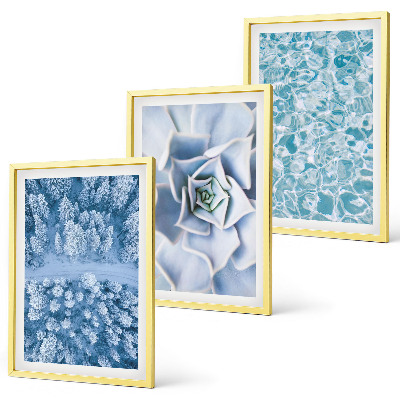 Wall art set Winter forest blue flower water