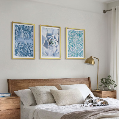 Wall art set Winter forest blue flower water