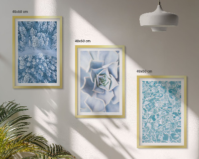 Wall art set Winter forest blue flower water