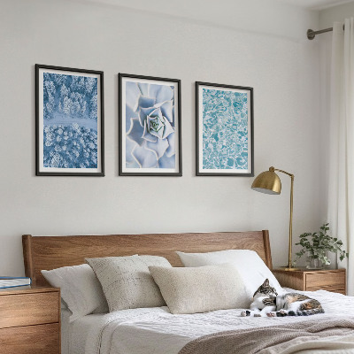Wall art set Winter forest blue flower water
