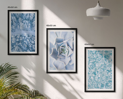 Wall art set Winter forest blue flower water
