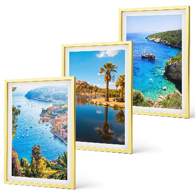 Three-piece wall art piece Seaside palm trees blue water